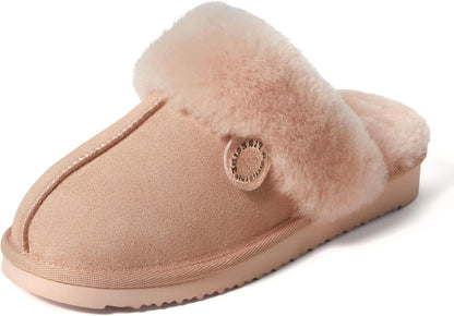 Fireside by Dearfoams Women's Sydney Shearling Fur Indoor/Outdoor Scuff Slipper in Wide Widths