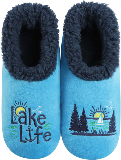 Cozy Up in Style with Snoozies Pairable Slipper Socks - Women's Non-Slip Fuzzy Slippers Perfect for Camping and Gifting