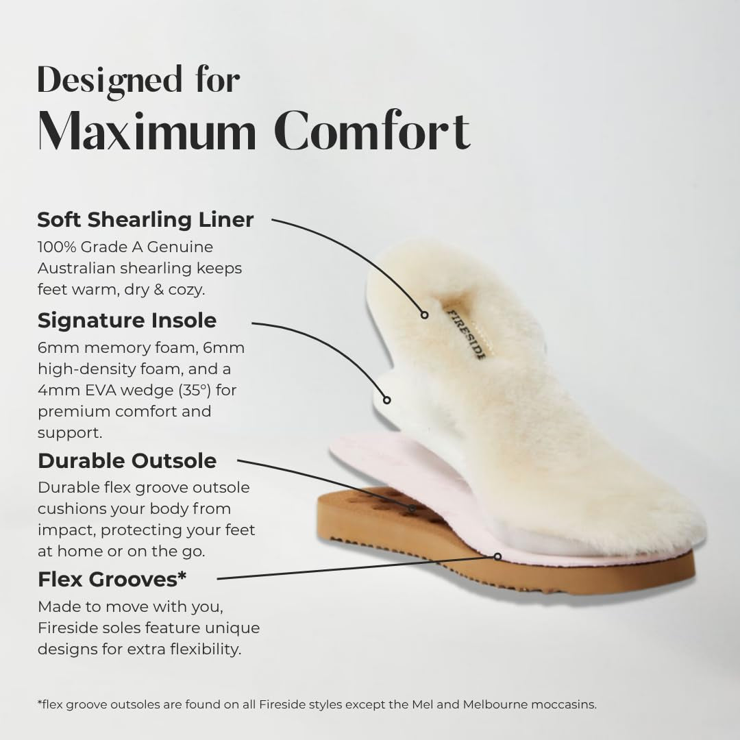 Fireside by Dearfoams Women's Sydney Shearling Fur Indoor/Outdoor Scuff Slipper in Wide Widths