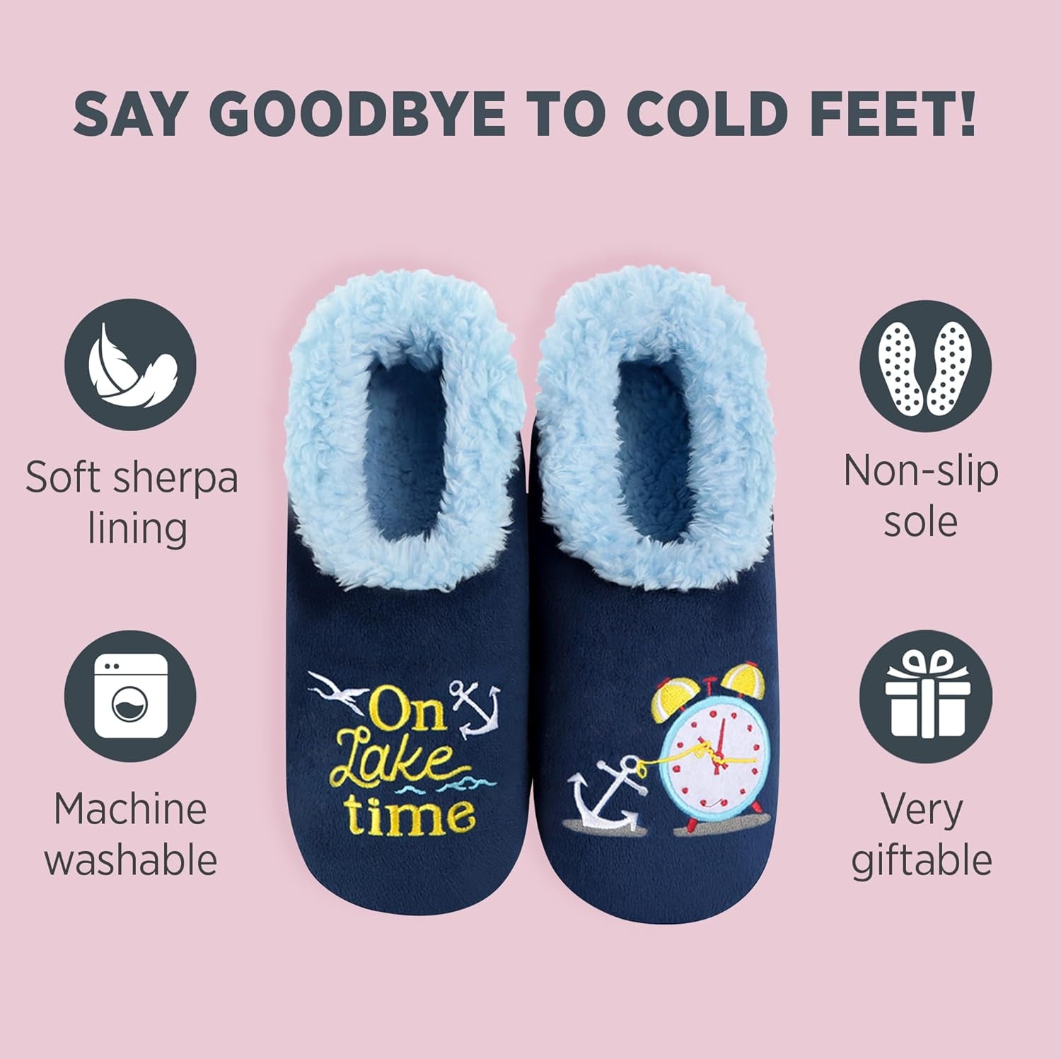 Cozy Up in Style with Snoozies Pairable Slipper Socks - Women's Non-Slip Fuzzy Slippers Perfect for Camping and Gifting
