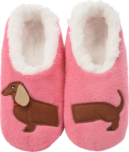 Cozy Dachshund-Themed Women's Slipper Socks with Plush Sherpa Lining - The Perfect Gift for Dog Lovers!
