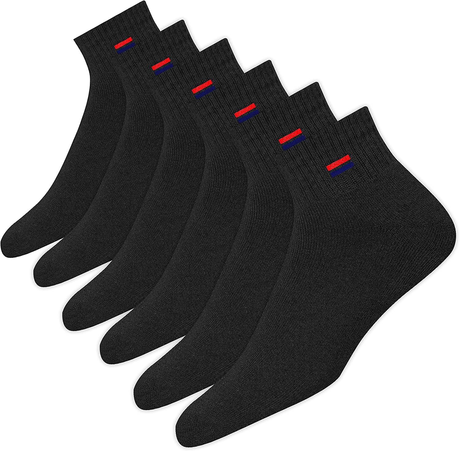 Men'S Cotton Socks Athletic Quarter Socks for Running, Training, Casual Wear Pack of 6