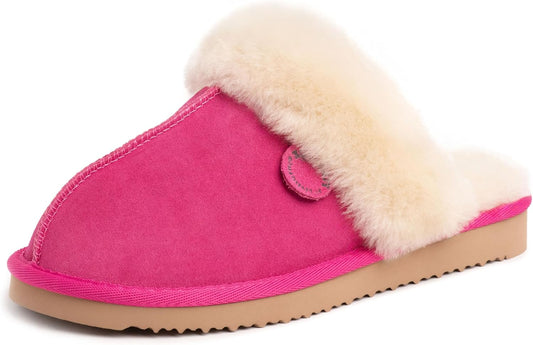 Fireside by Dearfoams Women's Sydney Shearling Fur Indoor/Outdoor Scuff Slipper in Wide Widths