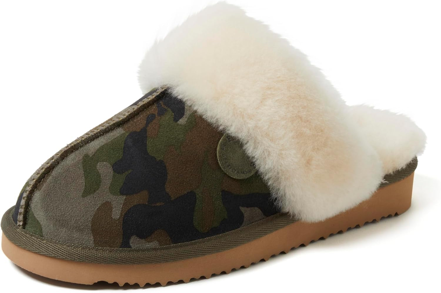 Fireside by Dearfoams Women's Sydney Shearling Fur Indoor/Outdoor Scuff Slipper in Wide Widths