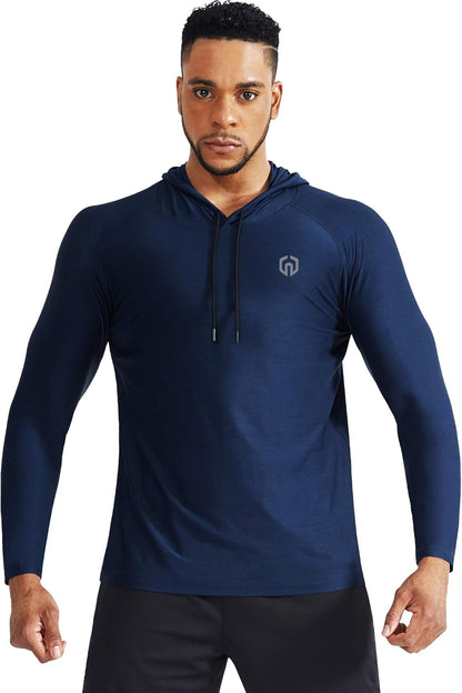 Elevate Your Workout with Neleus Men's Dry Fit Long Sleeve Athletic Shirt - 2 Pack in Navy Blue/Red