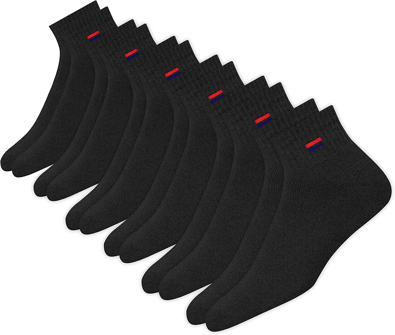 Men'S Cotton Socks Athletic Quarter Socks for Running, Training, Casual Wear Pack of 6