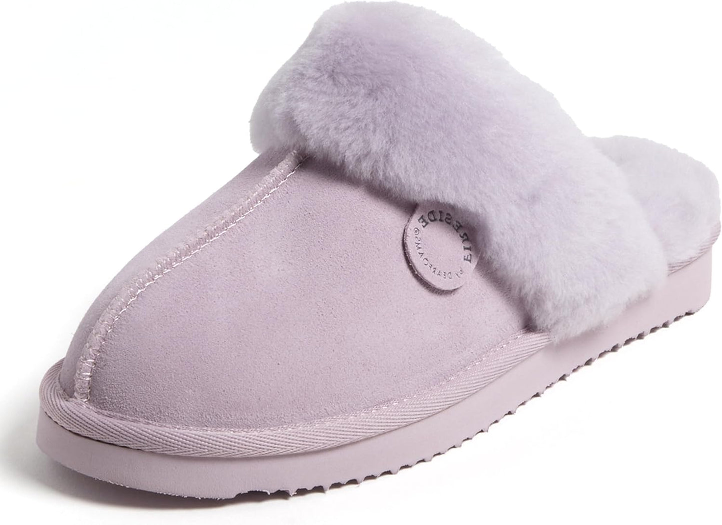 Fireside by Dearfoams Women's Sydney Shearling Fur Indoor/Outdoor Scuff Slipper in Wide Widths
