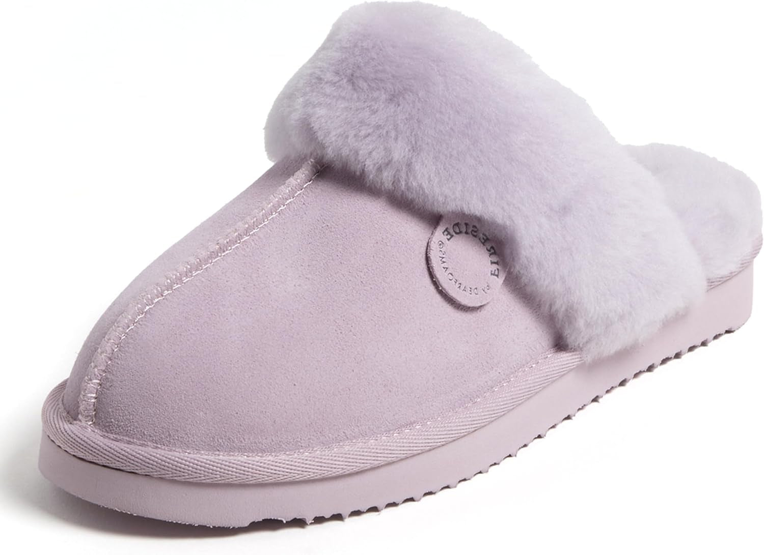 Fireside by Dearfoams Women's Sydney Shearling Fur Indoor/Outdoor Scuff Slipper in Wide Widths